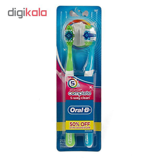 مسواک اورال-بی مدل 5way clean با برس نرم بسته 2 عددی