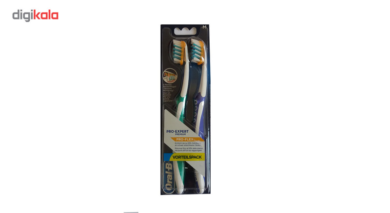 پک مسواک اورال-بی مدل Pro Flex با برس متوسط بسته 2 عددی