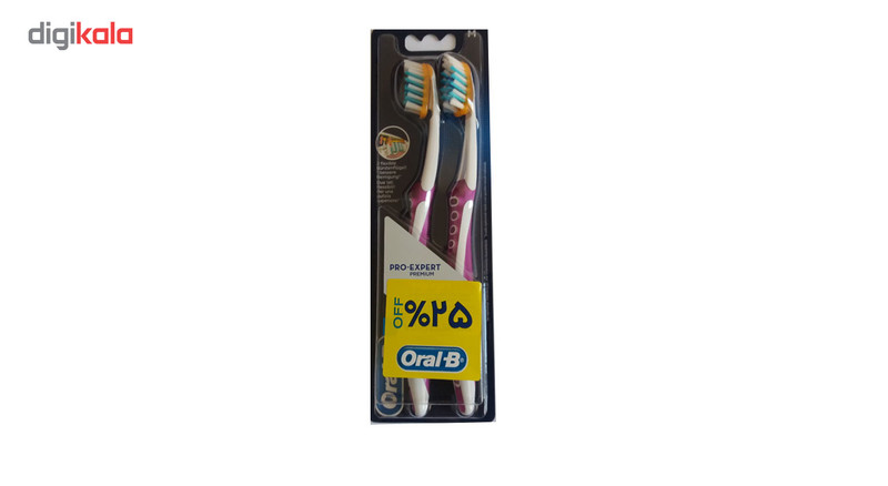 پک مسواک اورال-بی مدل Pro Flex با برس متوسط بسته 2 عددی