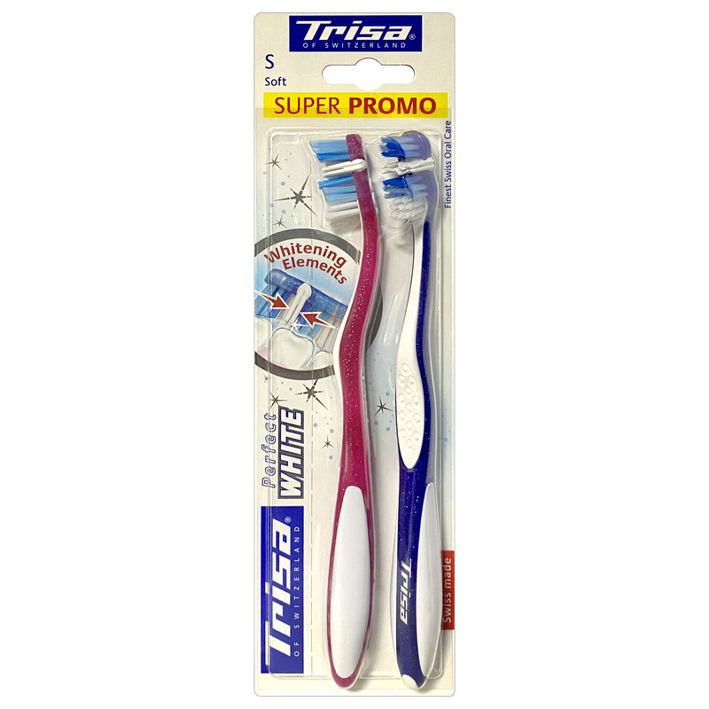 مسواک تریزا سری Super Promo مدل Perfect White با برس نرم بسته 2 عددی