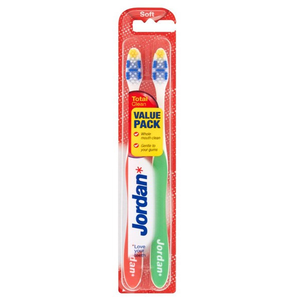 مسواک جردن مدل Total Clean نرم دوتایی