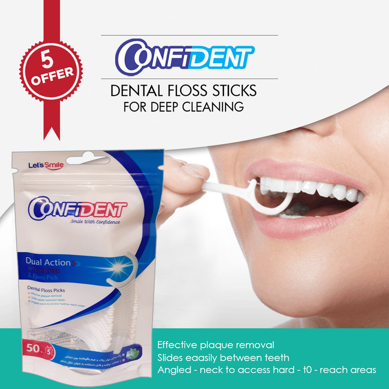 نخ دندان کانفیدنت مدل floss-Pillow سه بسته 50 عددی