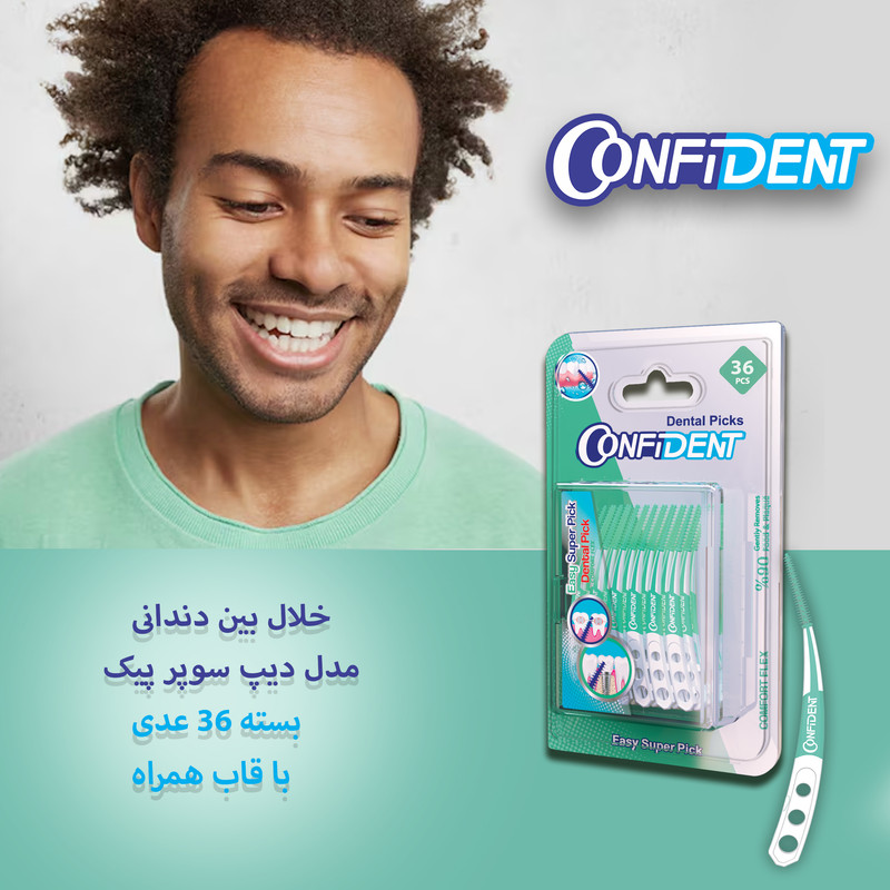 نخ دندان کانفیدنت مدل Easy Super Pic-Crooked بسته 36 عددی
