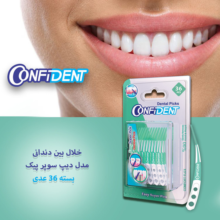 نخ دندان کانفیدنت مدل خلال بین دندانی Easy Super Pic-Crooked چهار بسته 36 عددی