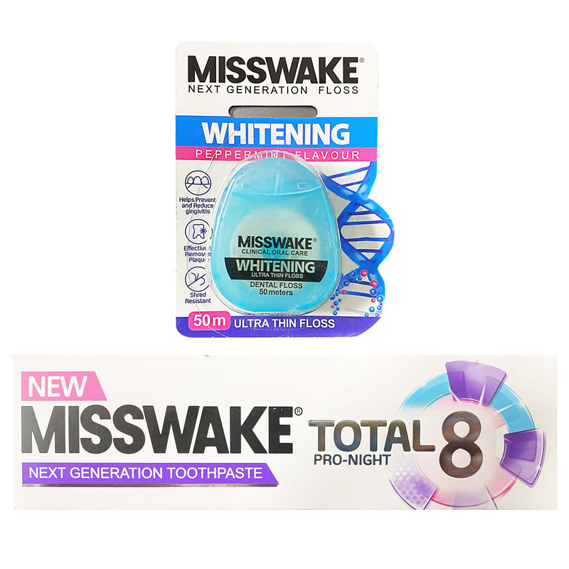 خمیر دندان میسویک مدل Total 8 حجم 75 میلی لیتر به همراه نخ دندان مدل Whitening
