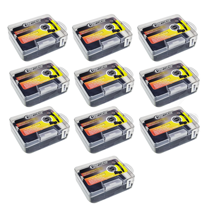 نخ دندان کانفیدنت مدل Charcoal- Dual10 ده بسته 30 عددی