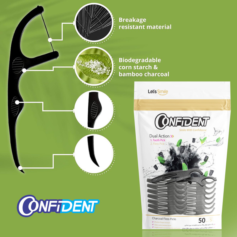 نخ دندان کانفیدنت مدل Charcoal50 سی و شش بسته 50 عددی