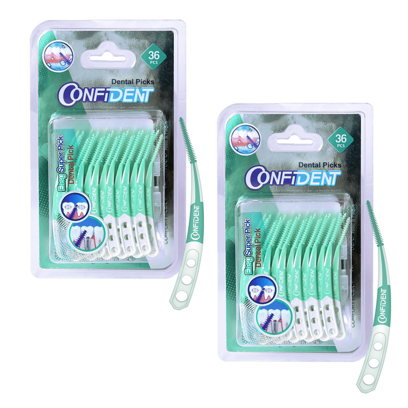 نخ دندان کانفیدنت مدل Easy Super Pic-Crooked دو بسته 48 عددی
