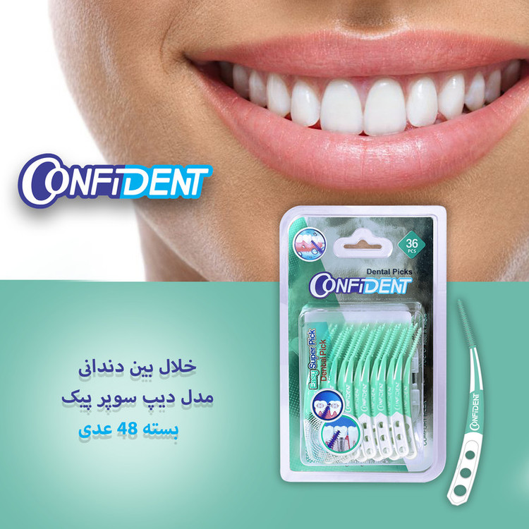 نخ دندان کانفیدنت مدل خلال بین دندانی Easy Super Pic-Crooked چهار بسته 48 عددی