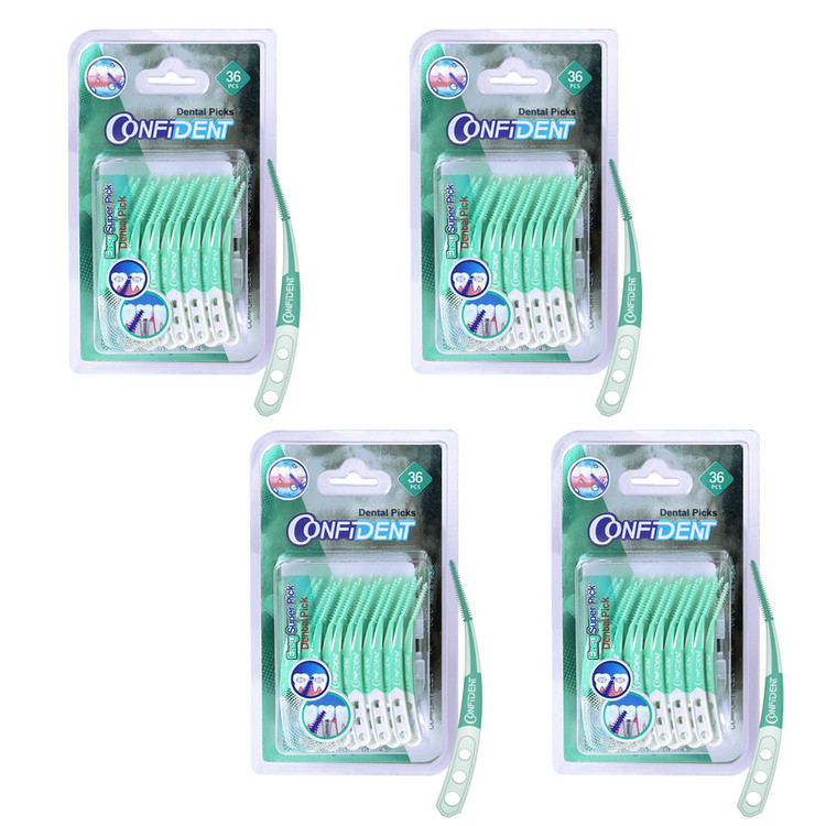 نخ دندان کانفیدنت مدل خلال بین دندانی Easy Super Pic-Crooked چهار بسته 48 عددی