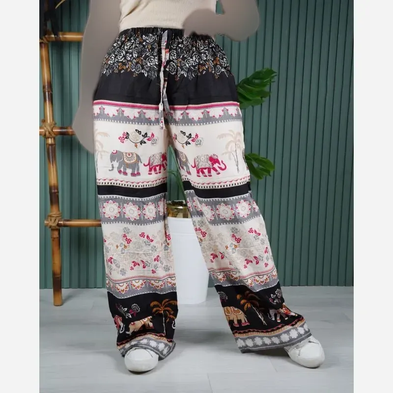 شلوار نخی زنانه طرح فیل فری سایز