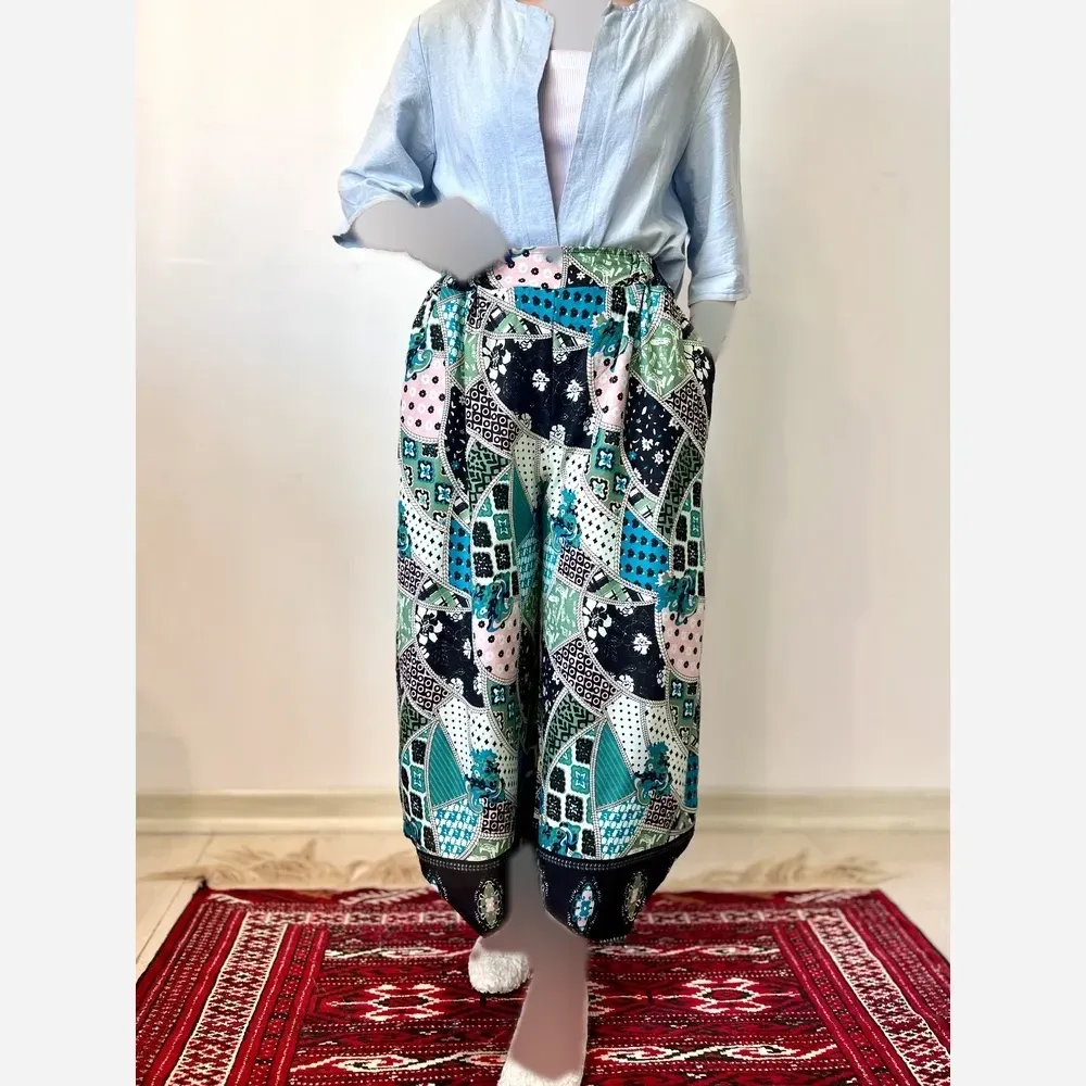 شلوار نخ طرح اندونزی خنک تابستانه فری سایز