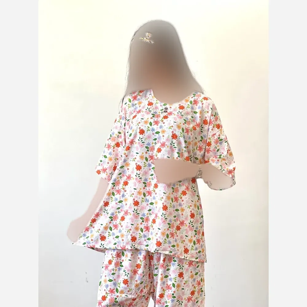 ست شومیز شلوار گلدار جنس نخ خارجی