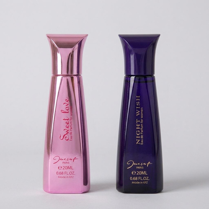 عطر جیبی زنانه ژک ساف مدل Night Wish حجم 20 میلی لیتر به همراه عطر جیبی زنانه ژک ساف مدل Sweet Love حجم 20 میلی لیتر