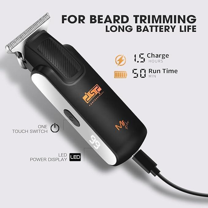 ماشین اصلاح موی سر و صورت دی اس پی مدل 90846 با تیغه استیل ضد زنگ، اصلاح صفر زن و خط زن، برش مستقیم، نمایش وضعیت باتری، باتری قابل شارژ، مدت زمان شارژ 90 دقیقه، استفاده 50 دقیقه، شانه سایز 1/2/3