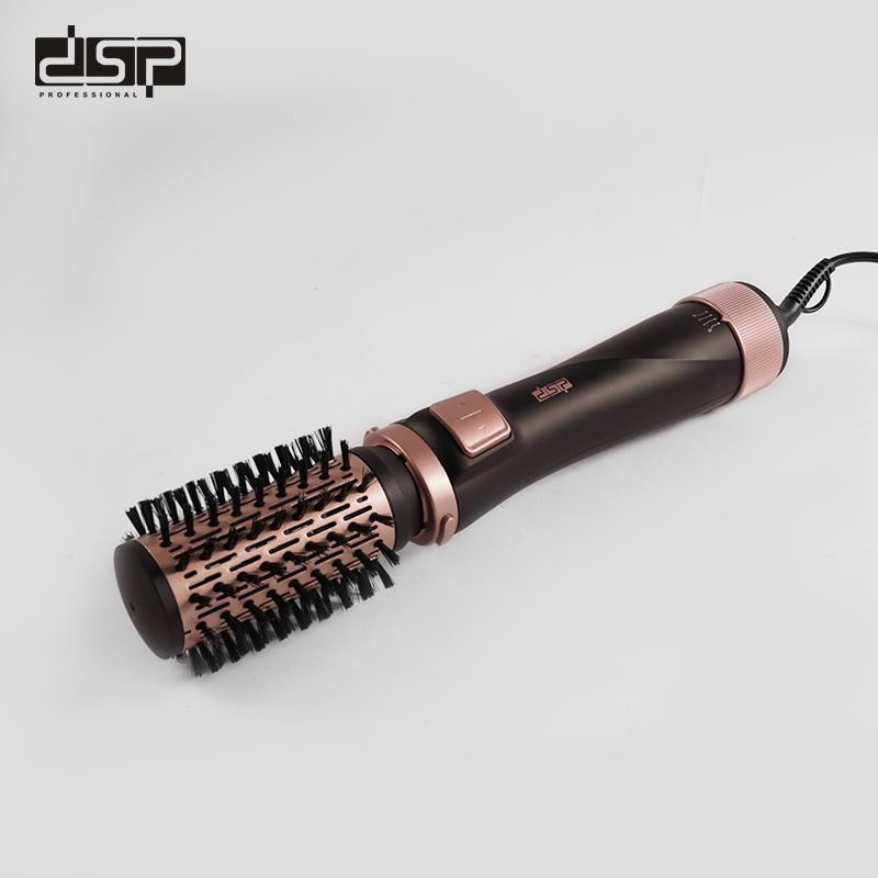 سشوار برسدار چرخشی 2700 وات دی اس پی مدل 50063A، موتور DC، وزن 500 گرم، المنت سرامیک، دارای سری متمرکزکننده باریک، متمرکزکننده پهن، سری برسدار تخت با ویژگی فرکنندگی، صافکنندگی، حجمدهندگی، با قابلیت باد سرد، سیم گردان