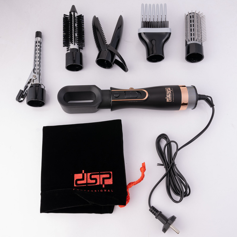 سشوار برسدار حالتدهنده 800 وات مدل 50172، موتور DC، وزن 300 گرم، دارای سری متمرکزکننده پهن، سری شانهدار، سری برسدار گرد باریک، سری برسدار گرد پهن، سری برسدار تخت، سری دندانهدار با ویژگی فرکنندگی، صافکنندگی، حجمدهندگی، با قابلیت باد سرد