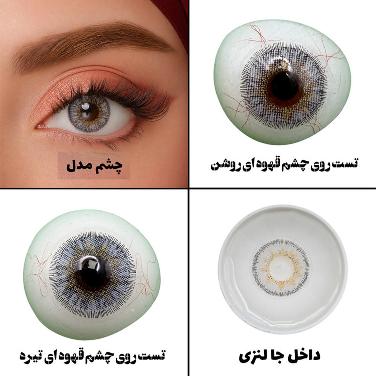 لنز چشم هرا گریس تمیم کانتکت لنز مدل SHADOW کد 36 رنگ طوسی با مرکز عسلی دور دار