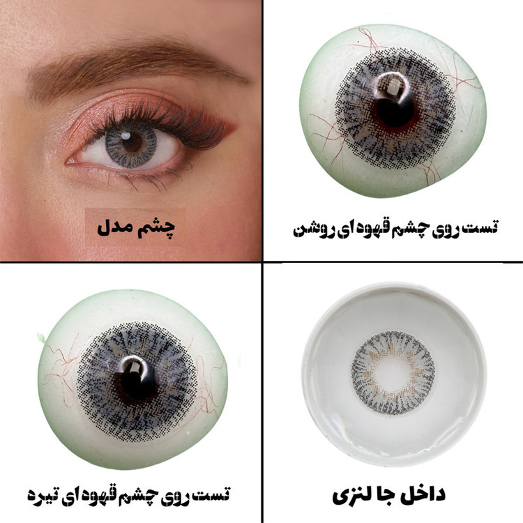 لنز چشم هرا گریس تمیم کانتکت لنز مدل PALE کد 08 رنگ طوسی رگه ای با مرکز عسلی دوردار