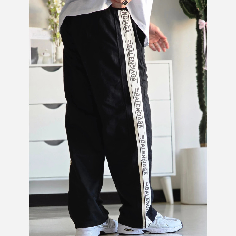 شلوار اسلش نیم بگ بغل نوار بالنسیاگا مشکی فلازت سایز XL XXL XXXL