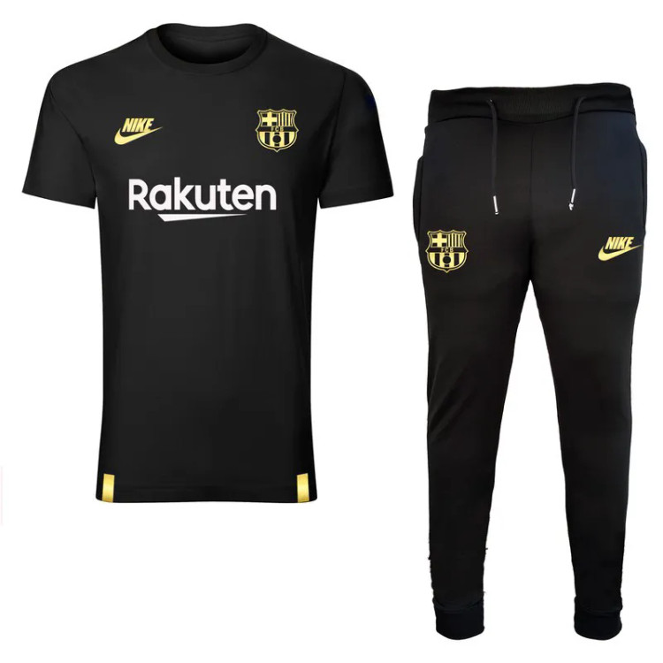 ست تیشرت و شلوار ورزشی مردانه طرح بارسلونا جنس نخ