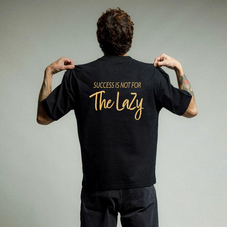 تیشرت آستین کوتاه مشکی مردانه طرح The lazy پنبه سوپر